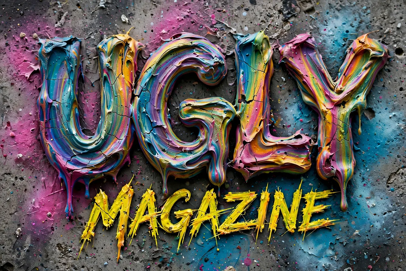 Ugly Magazine impasto oil paint logo