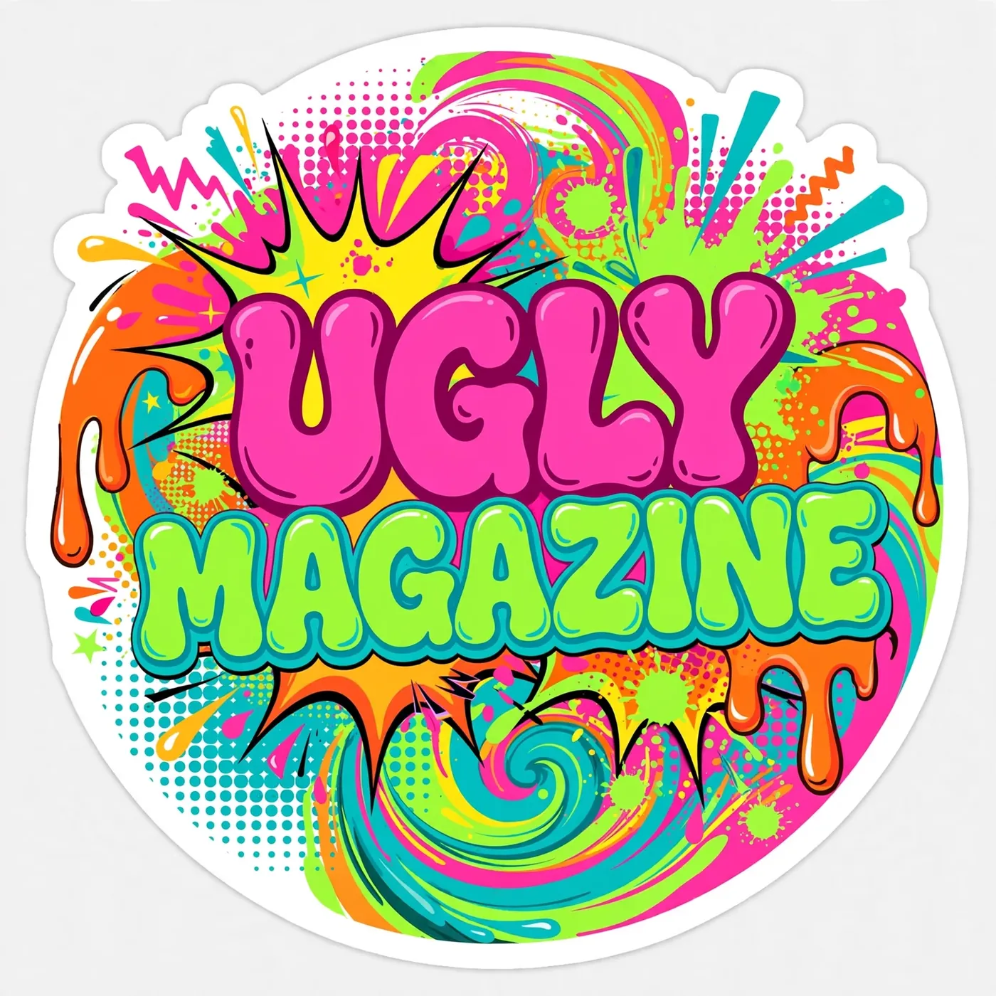 Ugly Magazine pop-art sticker badge logo